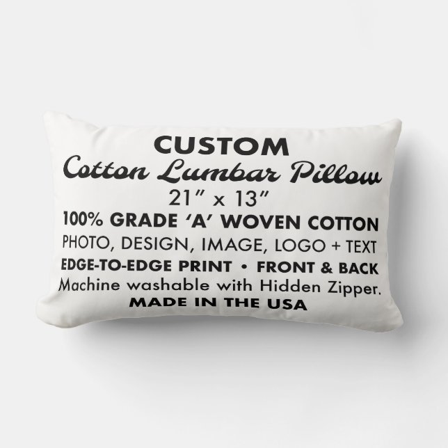 Custom personalised Cotton Lumbar Pillow 21" x 13" (Front)