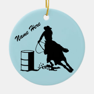 Custom Personalised Cowgirl Barrel Racer Ceramic Tree Decoration