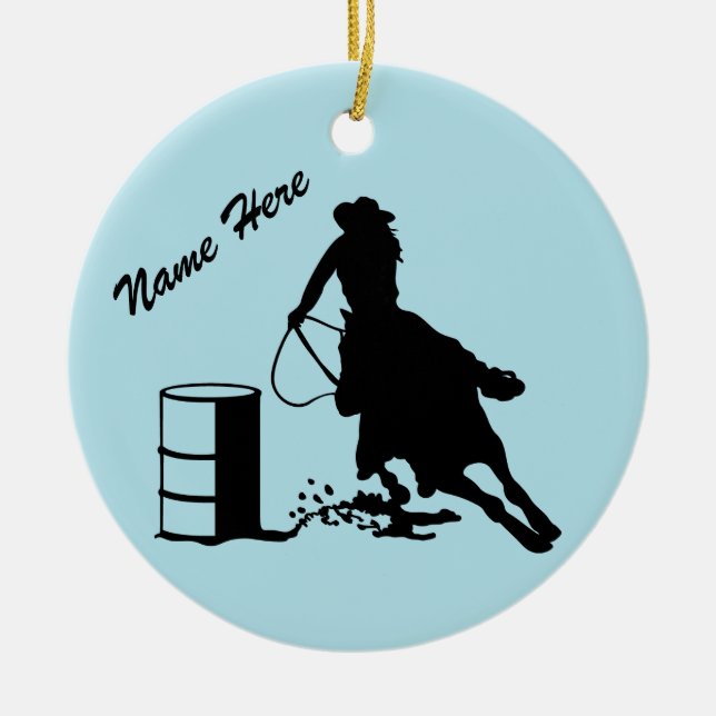 Custom Personalised Cowgirl Barrel Racer Ceramic Tree Decoration (Front)