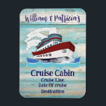 Custom Personalised Cruise Cabin Stateroom Door Magnet<br><div class="desc">This personalised cruise ship magnet is a nice way to mark your cabin door and make it easier to find. Then makes a nice memory souvenir of the trip. Customise it with your names, the cruise line you sailed on, the date of the trip, and the destination, or just something...</div>