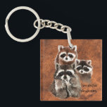 Custom Personalised Cute Racoon Family animals Key Ring<br><div class="desc">Custom Personalised Cute Racoon Family animals</div>