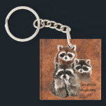 Custom Personalised Cute Racoon Family animals Key Ring<br><div class="desc">Custom Personalised Cute Racoon Family animals</div>