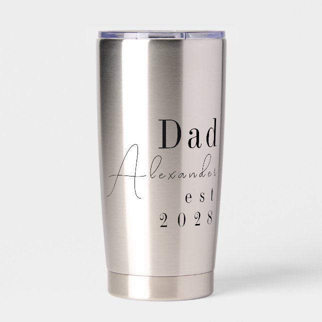 Custom Personalised Dad Minimal Black Typography Insulated Tumbler (Front)