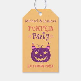 Custom Personalised Devil Horns Pumpkin Party Gift Tags