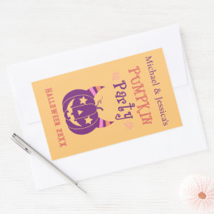 Custom Personalised Devil Horns Pumpkin Party Rectangular Sticker