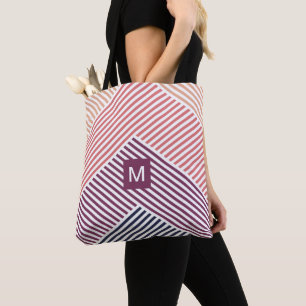 Custom Personalised Diagonal Stripe Art Pattern Tote Bag