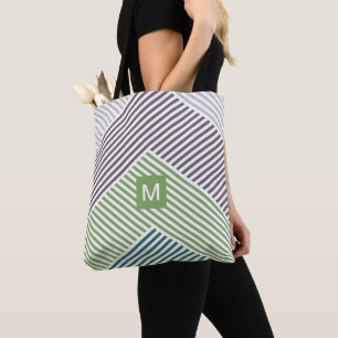 Custom Personalised Diagonal Stripe Art Pattern Tote Bag