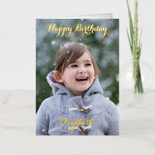 Custom Personalised DIY Photo Happy Birthday Gold Foil Greeting Card