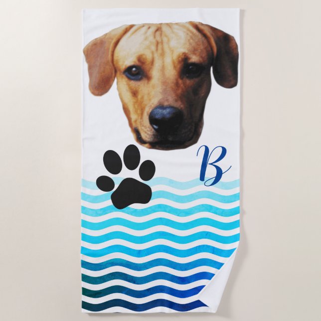 Custom Personalised Dog Beach Towel (Front)