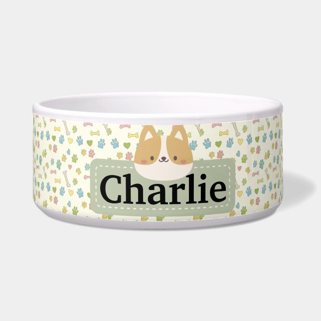 Custom Personalised Dog Bowl with Pet Name Gift (Front)