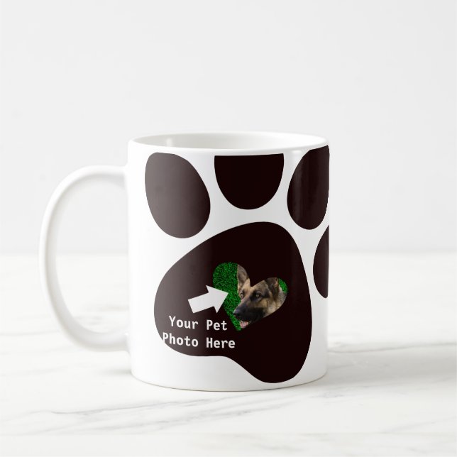 Custom Personalised dog pet Photo Heart k-9 dog Coffee Mug (Left)