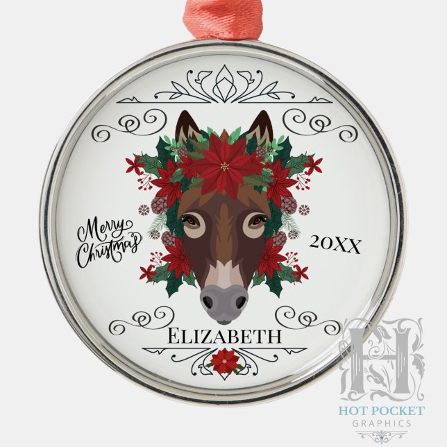 Custom Personalised Donkey Christmas Metal Tree Decoration (Creator Uploaded)