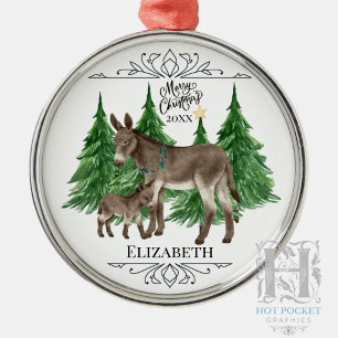 Custom Personalised Donkey Christmas Metal Tree Decoration