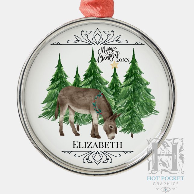 Custom Personalised Donkey Christmas Metal Tree Decoration (Creator Uploaded)