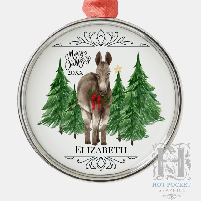 Custom Personalised Donkey Christmas Metal Tree Decoration (Creator Uploaded)