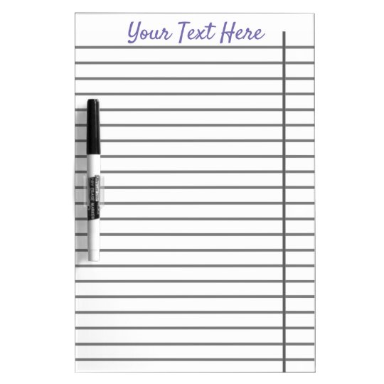 Custom Personalised Dry Erase Board with Lines Zazzle.co.uk