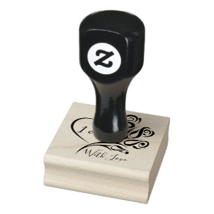 Custom Personalised Elegant Heart Wedding Rubber Stamp