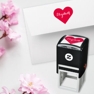 Custom Personalised Elegant Script Name Heart Love Self-inking Stamp