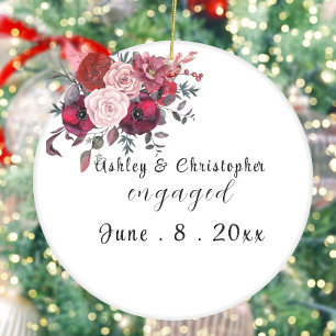 Custom personalised engaged  ceramic tree decoration