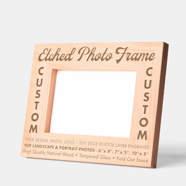 Custom personalised Engraved Wood Photo Frame (M) (Left)
