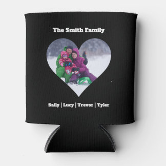 Custom Personalised Family Heart Template  Can Cooler