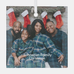 Custom Personalised Family Photo Glass Ornament