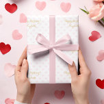 Custom Personalised Faux Gold Script Pink Hearts Wrapping Paper<br><div class="desc">Beautiful elegant faux golden script, pink hearts pattern, custom, personalised, premium quality, gift wrap wrapping paper roll. Simply type in your greetings / wishes / note, and the recipient's name to make this wrapping paper one-of-a-kind, and your gift truly special. Perfect for birthday, wedding, bridal shower, anniversary, valentines day, mothers...</div>