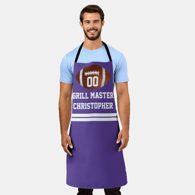 Custom Personalised Football Grill BBQ Tailgate Ap Apron (Worn)