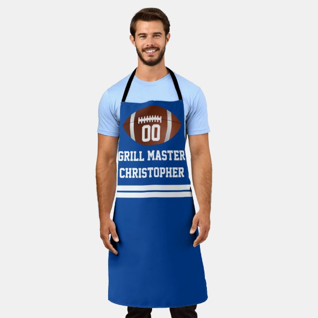 Custom Personalised Football Grill BBQ Tailgate Ap Apron (Worn)