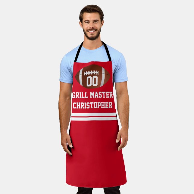 Custom Personalised Football Grill BBQ Tailgate Apron (Worn)