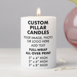 Custom Personalised Full-Wrap PILLAR CANDLE 3"x4"