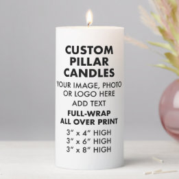 Custom Personalised Full-Wrap PILLAR CANDLE 3"x6"