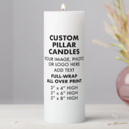 Custom Personalised Full-Wrap PILLAR CANDLE 3"x8"