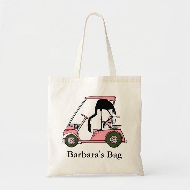 Custom Personalised Funny Golf Theme Flamingo Tote Bag (Front)