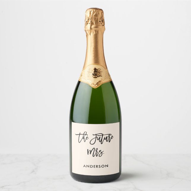 Custom Personalised Future Mrs Engaged  Sparkling Wine Label (Front)