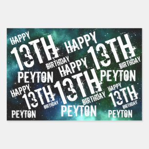 Custom Personalised Galaxy Birthday Party Wrapping Paper Sheet