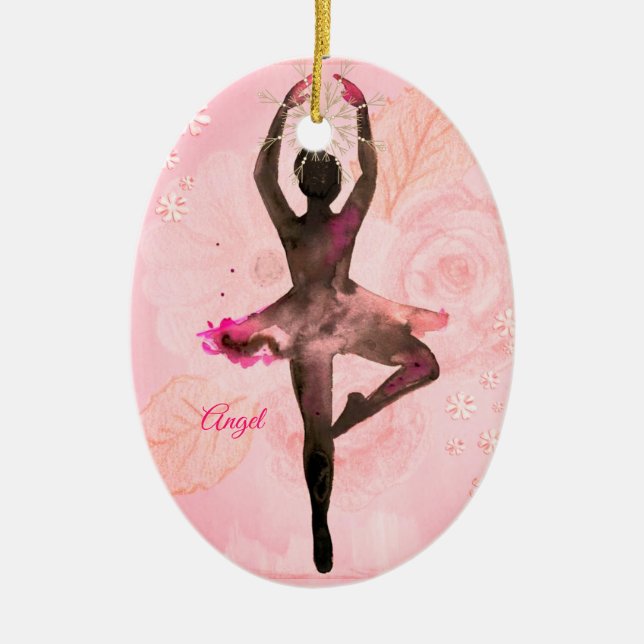 Custom Personalised Girls Ballerina Dance Ornament (Front)