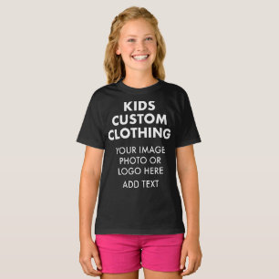 Custom Personalised GIRL'S T-SHIRT - BLACK