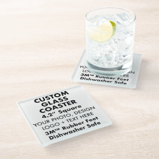 Custom Personalised Glass Coaster with Rubber Feet