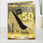 Custom Personalised Gold 50th Birthday Card<br><div class="desc">Custom personalised gold themed 50th birthday greeting card idea for sister. Create a 50th birthday card for Mum,  daughter,  wife or girlfriend.</div>