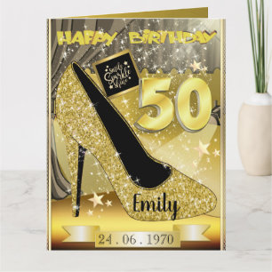 Custom Personalised Gold 50th Birthday Card