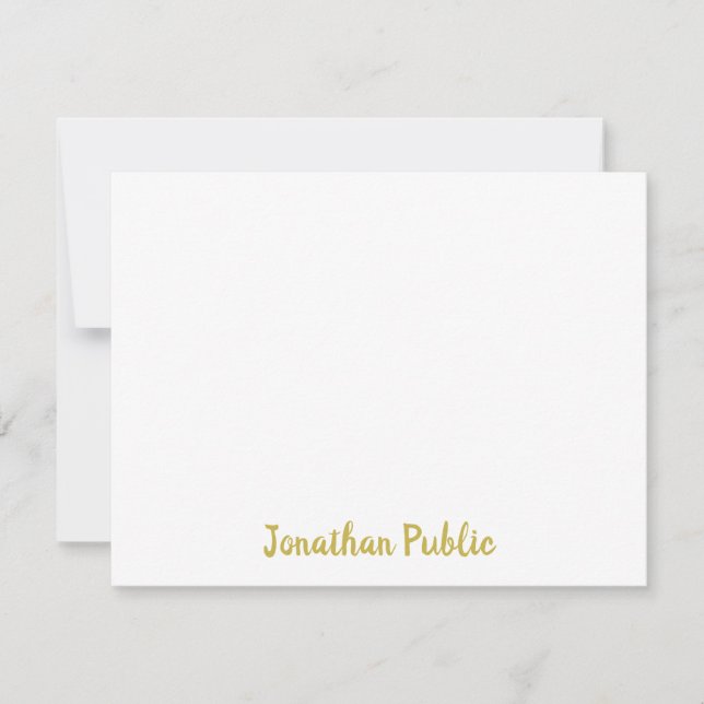 Custom Personalised Gold Colour Handwritten Script Card (Front)