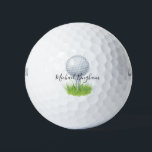 Custom Personalised Golf Ball with Name<br><div class="desc">Surprise Dad with this custom golf ball personalised with his name.  The name in a handwriting script sits atop an image of a golf ball sitting on a tee in the grass.  Makes a great gift for Dad for any occasion or just because.</div>