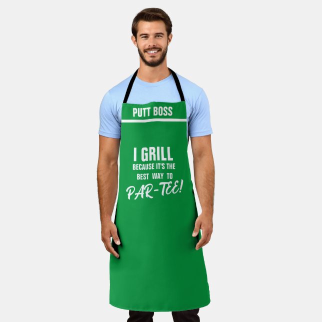 Custom Personalised Golf Chef; Funny I Grill Apron (Worn)