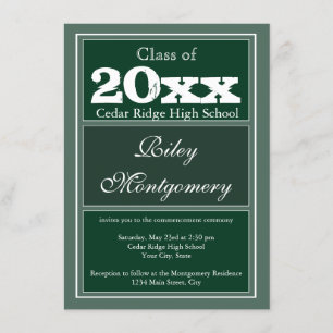 Custom Personalised Graduation Announcements Green