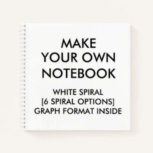 Custom Personalised GRAPH Notebook, White Spiral Notebook
