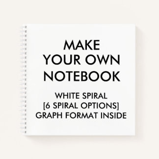 Custom Personalised GRAPH Notebook, White Spiral Notebook