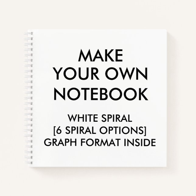 Custom Personalised GRAPH Notebook, White Spiral Notebook (Front)