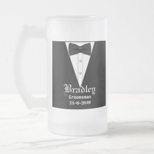 Custom Personalised Groomsmen Or Best Man Gift Frosted Glass Beer Mug