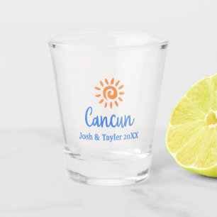 Custom Personalised Honeymoon in Cancun  Shot Glass
